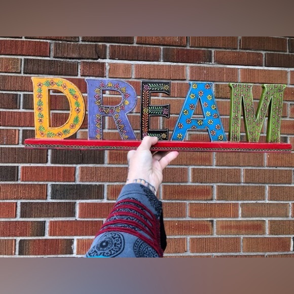 Boho bedroom decor DREAM word sign Bohemian hippy studio decoration shelf sitter - Picture 3 of 11